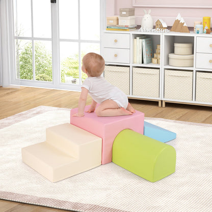 Climb and Crawl Foam Block Play Set for Infant Baby and Toddlers-Pink