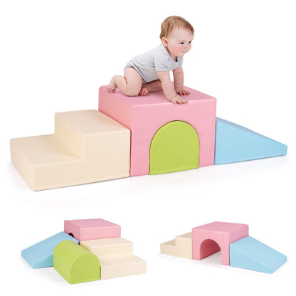 Climb and Crawl Foam Block Play Set for Infant Baby and Toddlers-Pink