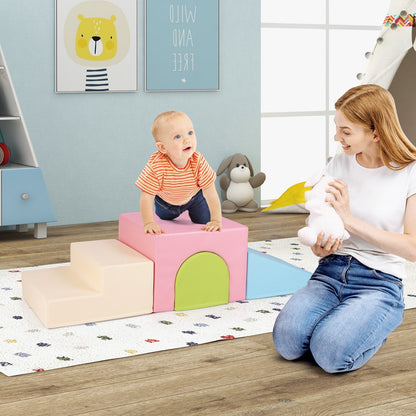 Climb and Crawl Foam Block Play Set for Infant Baby and Toddlers-Pink