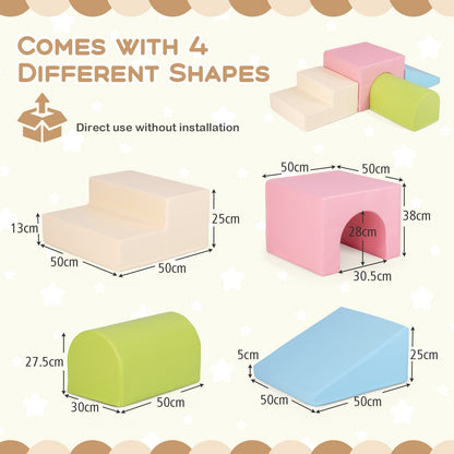 Climb and Crawl Foam Block Play Set for Infant Baby and Toddlers-Pink