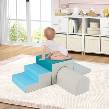 Climb and Crawl Foam Block Play Set for Infant Baby and Toddlers-Blue