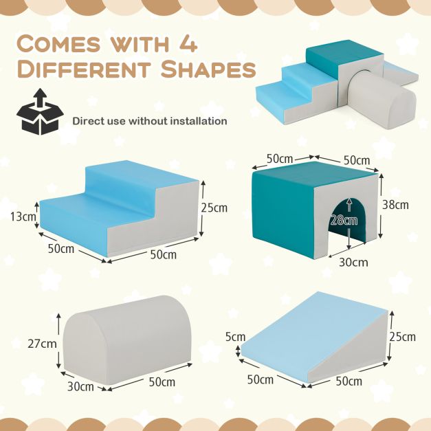 Climb and Crawl Foam Block Play Set for Infant Baby and Toddlers-Blue