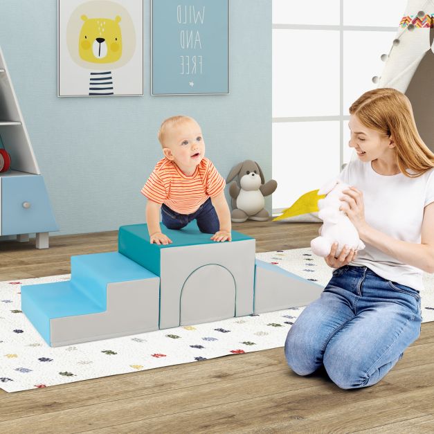 Climb and Crawl Foam Block Play Set for Infant Baby and Toddlers-Blue