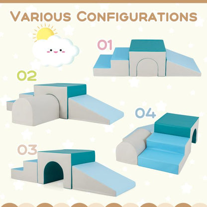 Climb and Crawl Foam Block Play Set for Infant Baby and Toddlers-Blue