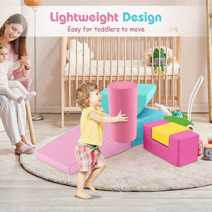 Foam Climbing Blocks with PU Cover for Toddlers 1-3-Pink