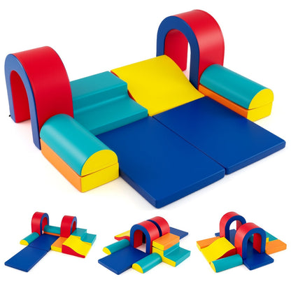 10-Piece Foam Climbing Blocks for Crawling Climbing and Sliding-Red