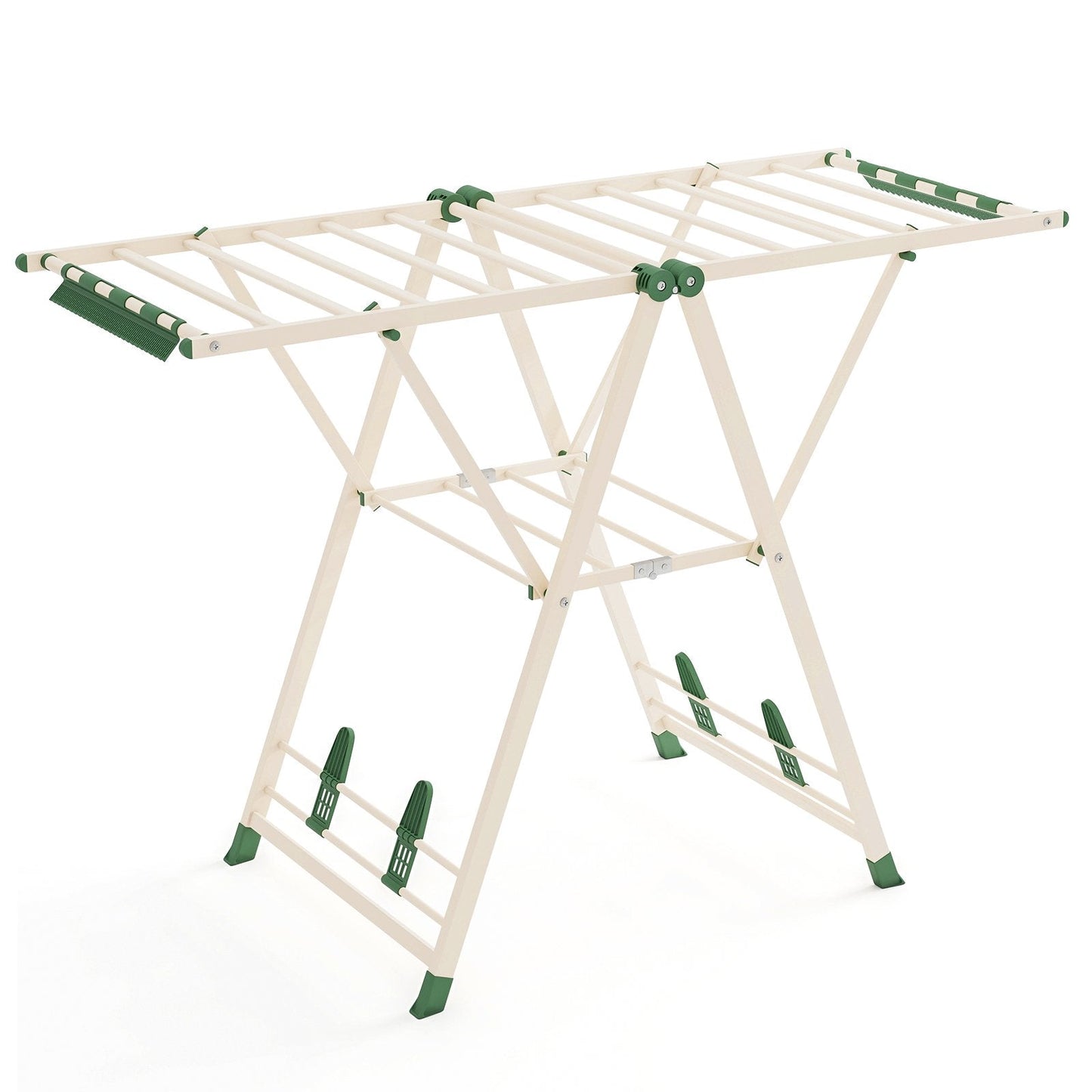 Clothes Drying Rack Foldable Laundry Drying Rack with 16 Drying Rails-Beige