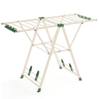 Clothes Drying Rack Foldable Laundry Drying Rack with 16 Drying Rails-Beige