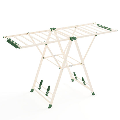 Clothes Drying Rack Foldable Laundry Drying Rack with 18 Drying Rails-Beige