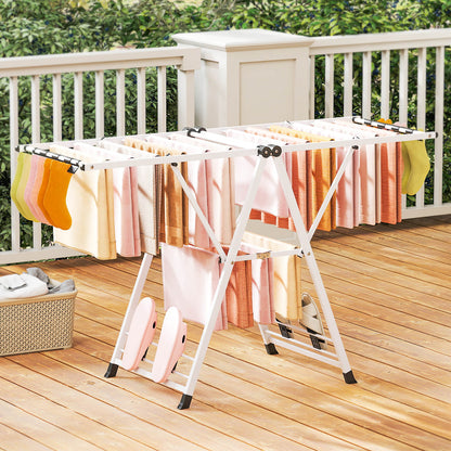 Clothes Drying Rack Foldable Laundry Drying Rack with 18 Drying Rails-White