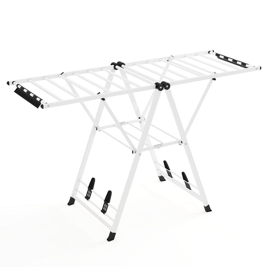 Clothes Drying Rack Foldable Laundry Drying Rack with 18 Drying Rails-White