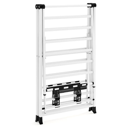 Clothes Drying Rack Foldable Laundry Drying Rack with 18 Drying Rails-White