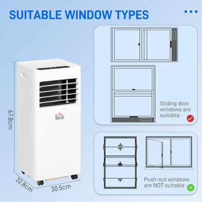 HOMCOM 7000 BTU Air Conditioning Unit, 3-in-1 Portable Air Conditioner, Dehumidifier, Cooling Fan with 2 Speeds, 24H Timer, Remote Control, Digital Display, Window Venting Kit, 15m_