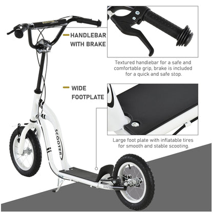 HOMCOM Dual Brakes 12" Metalowa rama Hulajnoga regulowana czarna