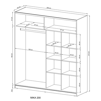 Mika 04 Sliding Door Wardrobe 200cm