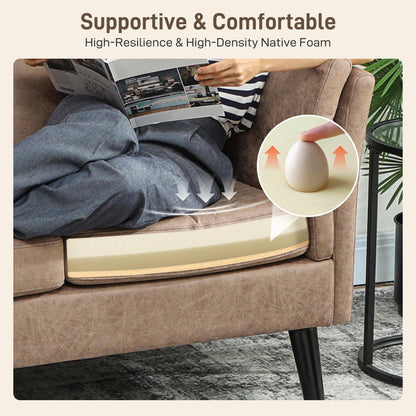 HOMCOM Two-Seater Leathaire Sofa - Light Brown