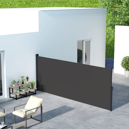 Markiza boczna Outsunny, rozkładana, zewnętrzna osłona prywatności do ogrodu, jacuzzi, balkonu, tarasu, basenu, 400 x 180 cm, czarna