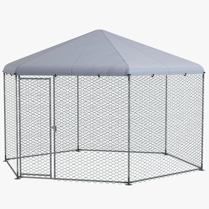 PawHut 4 x 3.5 x 2.6m Chicken Coop for 10-15 Chickens, Hens, Rabbits, Ducks, Outdoor Garden Chicken Run