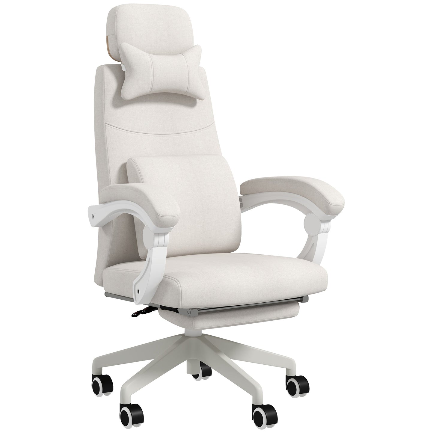 Vinsetto Linen-Look Office Chair, with 160¡ Reclining Back and Footrest - White