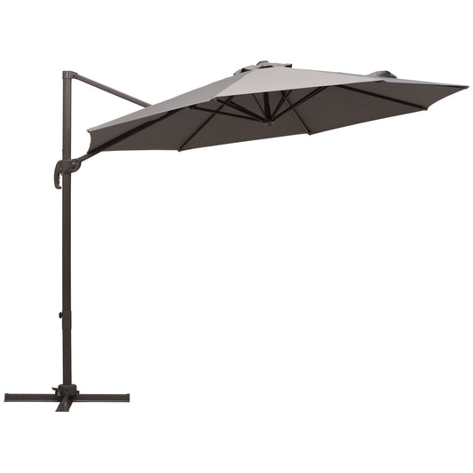 Outsunny 3m Cantilever Aluminium Frame Outdoor Garden Parasol Szary