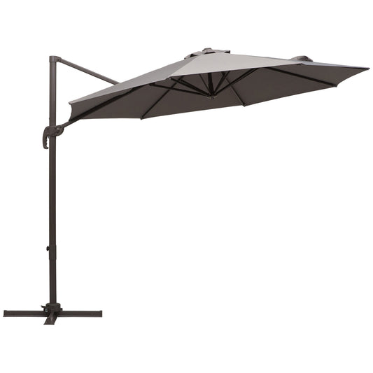 Outsunny 3m Cantilever Aluminium Frame Outdoor Garden Parasol Szary