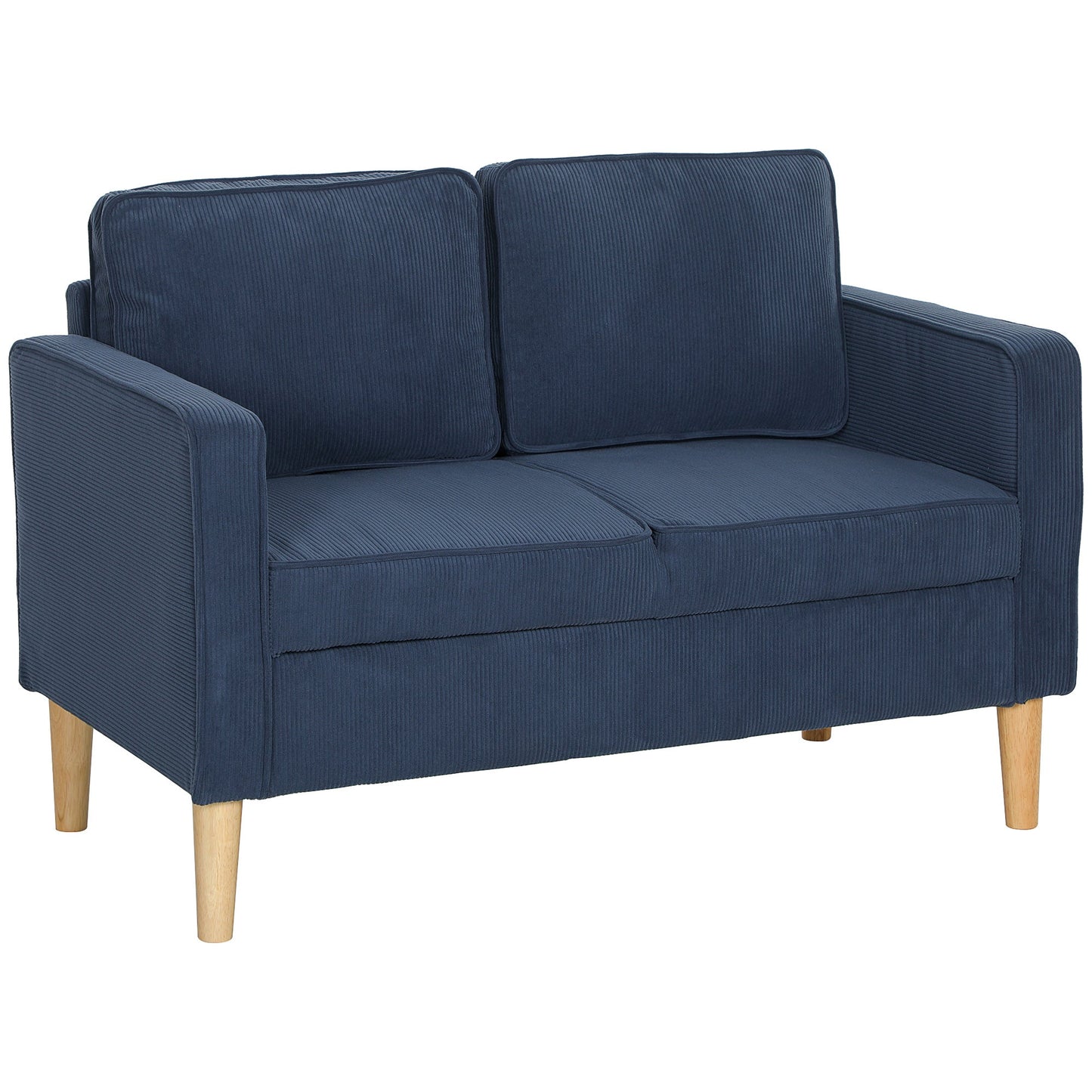 HOMCOM Mała dwuosobowa sofa sztruksowa - niebieska