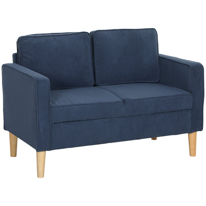 HOMCOM Mała dwuosobowa sofa sztruksowa - niebieska