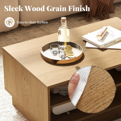 Wooden coffee table with storage space &amp; open compartments living room table side table sofa table natural