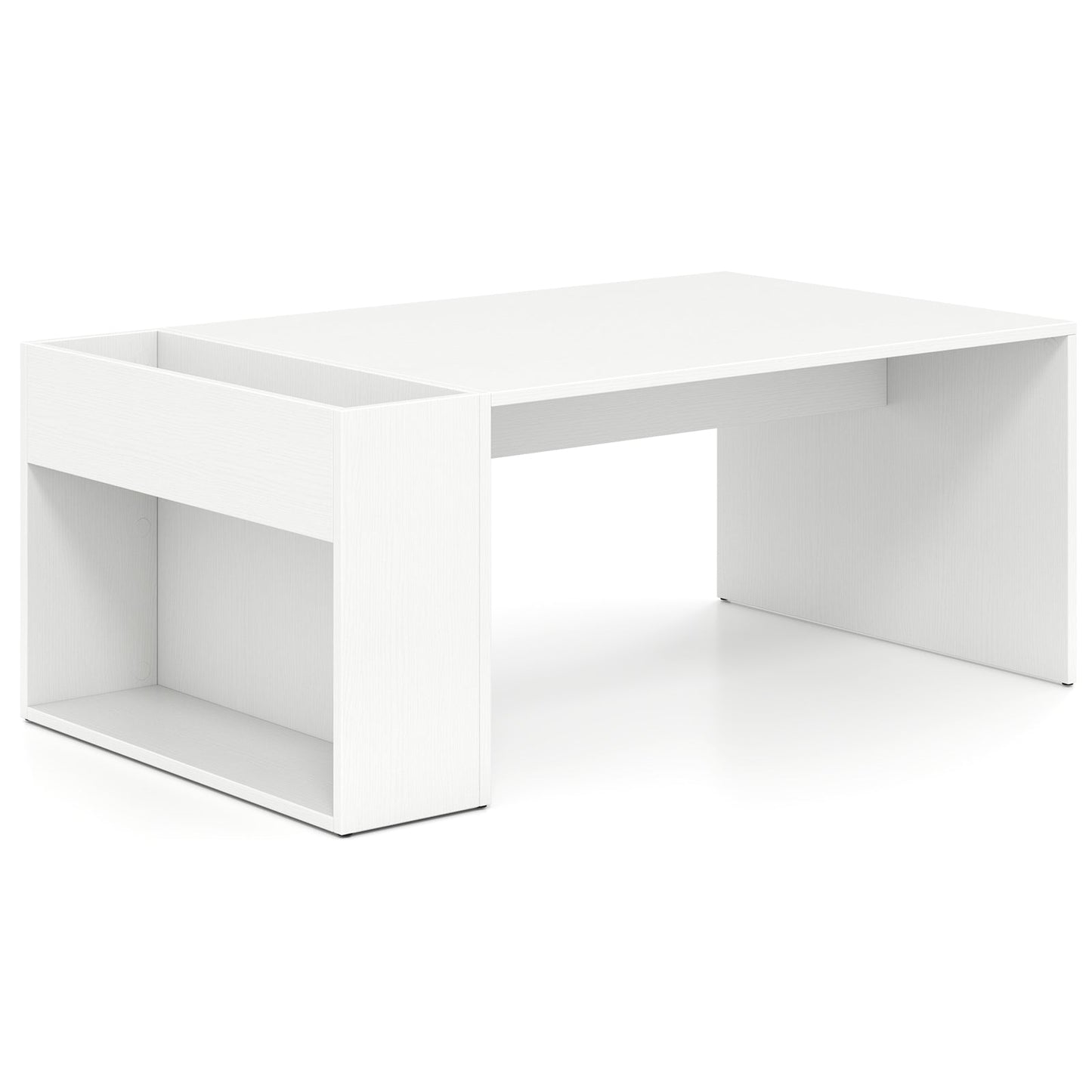 Coffee Table 85cm Coffee Table with Double-Layer Storage Space-White
