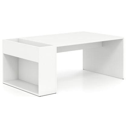 Coffee Table 85cm Coffee Table with Double-Layer Storage Space-White