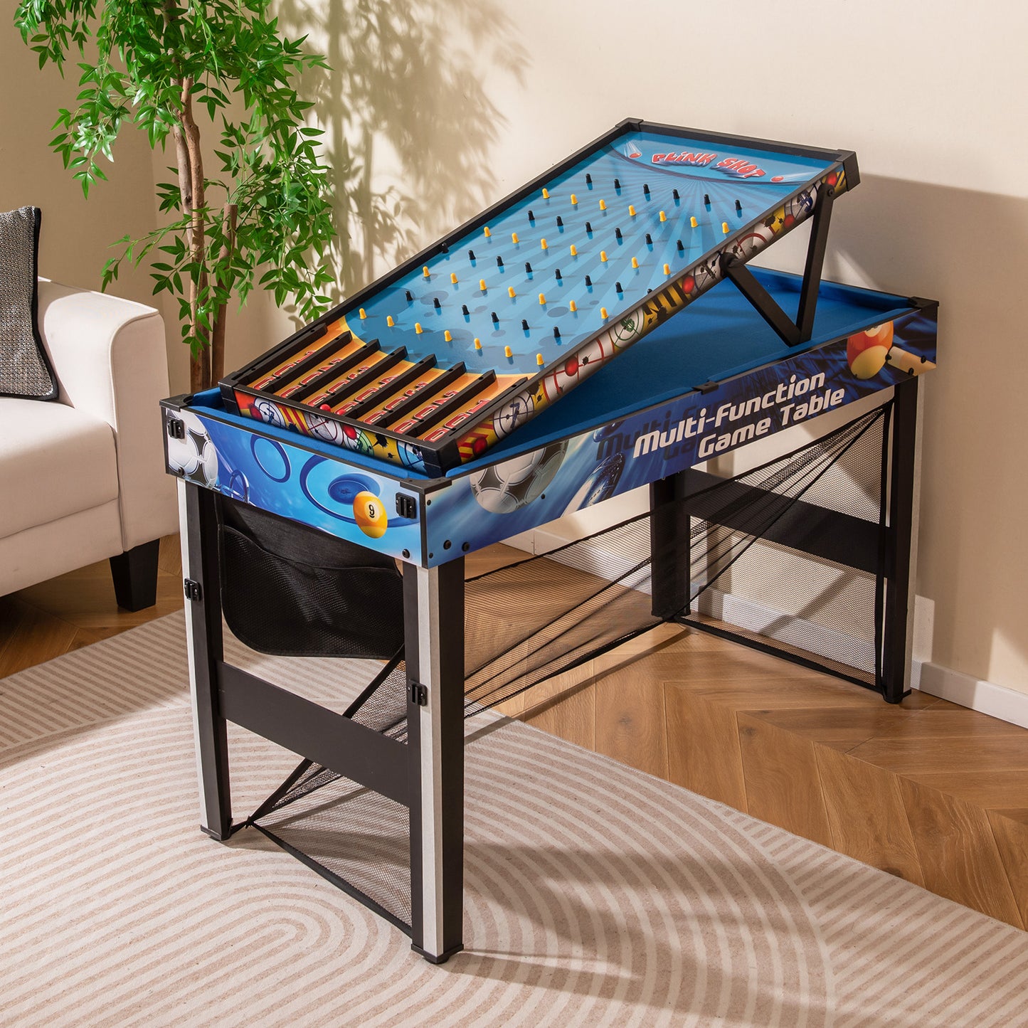 10-in-1 Combo Game Table Set Multi Game Table with Table Tennis-Blue