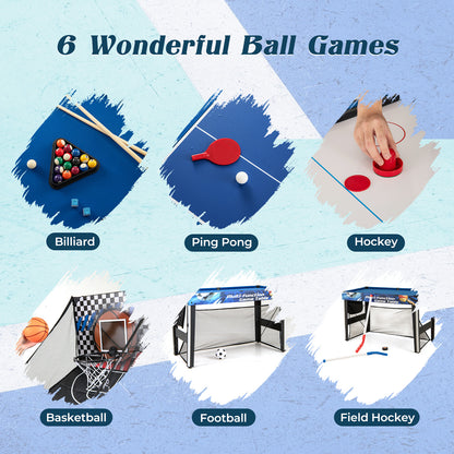 10-in-1 Combo Game Table Set Multi Game Table with Table Tennis-Blue