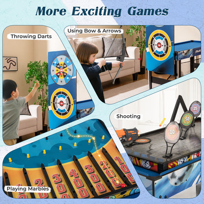 10-in-1 Combo Game Table Set Multi Game Table with Table Tennis-Blue