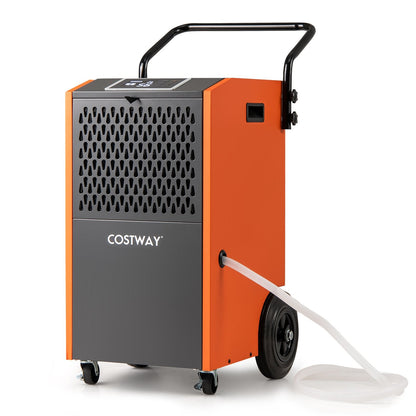 73 L/Day Commercial Dehumidifier with Drain Hose and Timer-Orange