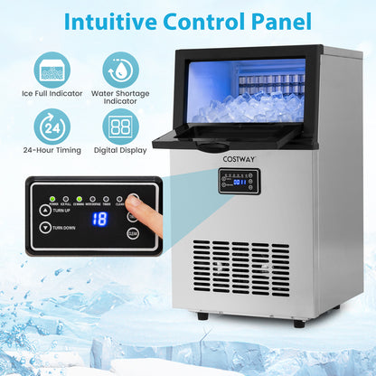 23 kg/24H Commercial Ice Maker with 5 kg Storage Capacity and Self-Cleaning-Silver