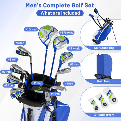 Men's Complete Golf Clubs and Bag Set Right Handed-Blue