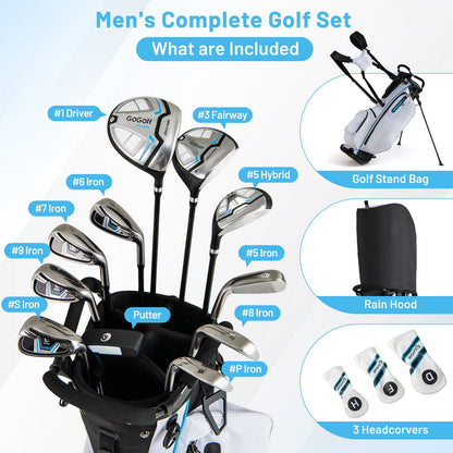 Men's Complete Golf Clubs and Bag Set Right Handed-White