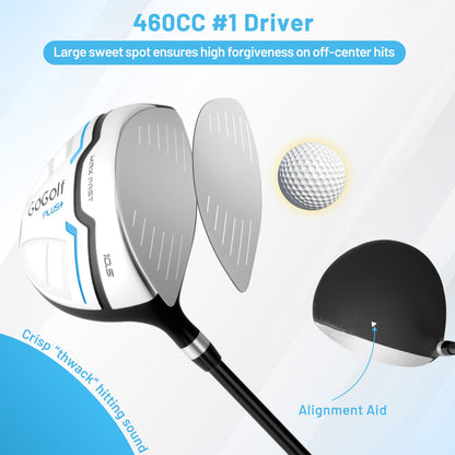 Men's Complete Golf Clubs and Bag Set Right Handed-White