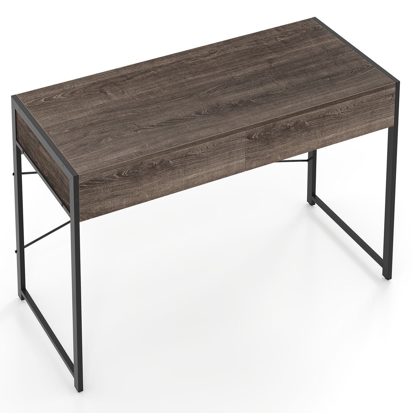 Computer Desk with 2 Drawers Vanity Table with Heavy-Duty Metal Frame-Grey