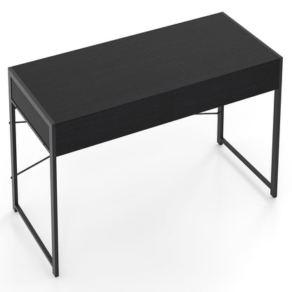 Computer Desk with 2 Drawers Vanity Table with Heavy-Duty Metal Frame-Black