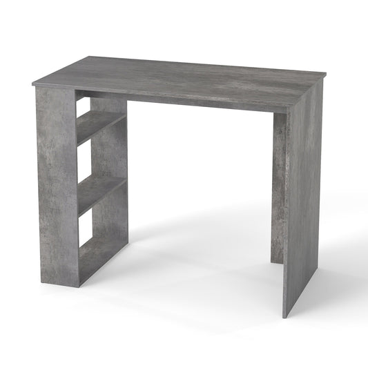 Computer Desk with Bookshelf for Study Living Room-Grey