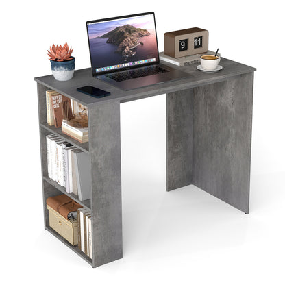 Computer Desk with Bookshelf for Study Living Room-Grey