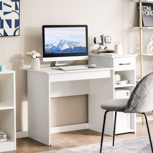 Biurko pod laptopa PC z szufladą i podstawką pod procesor - białe