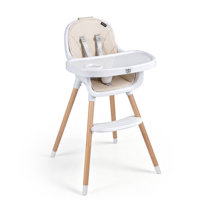 Convertible High Chair for Babies and Toddlers 5-Point Harness Dishwasher Safe Frame-Beige