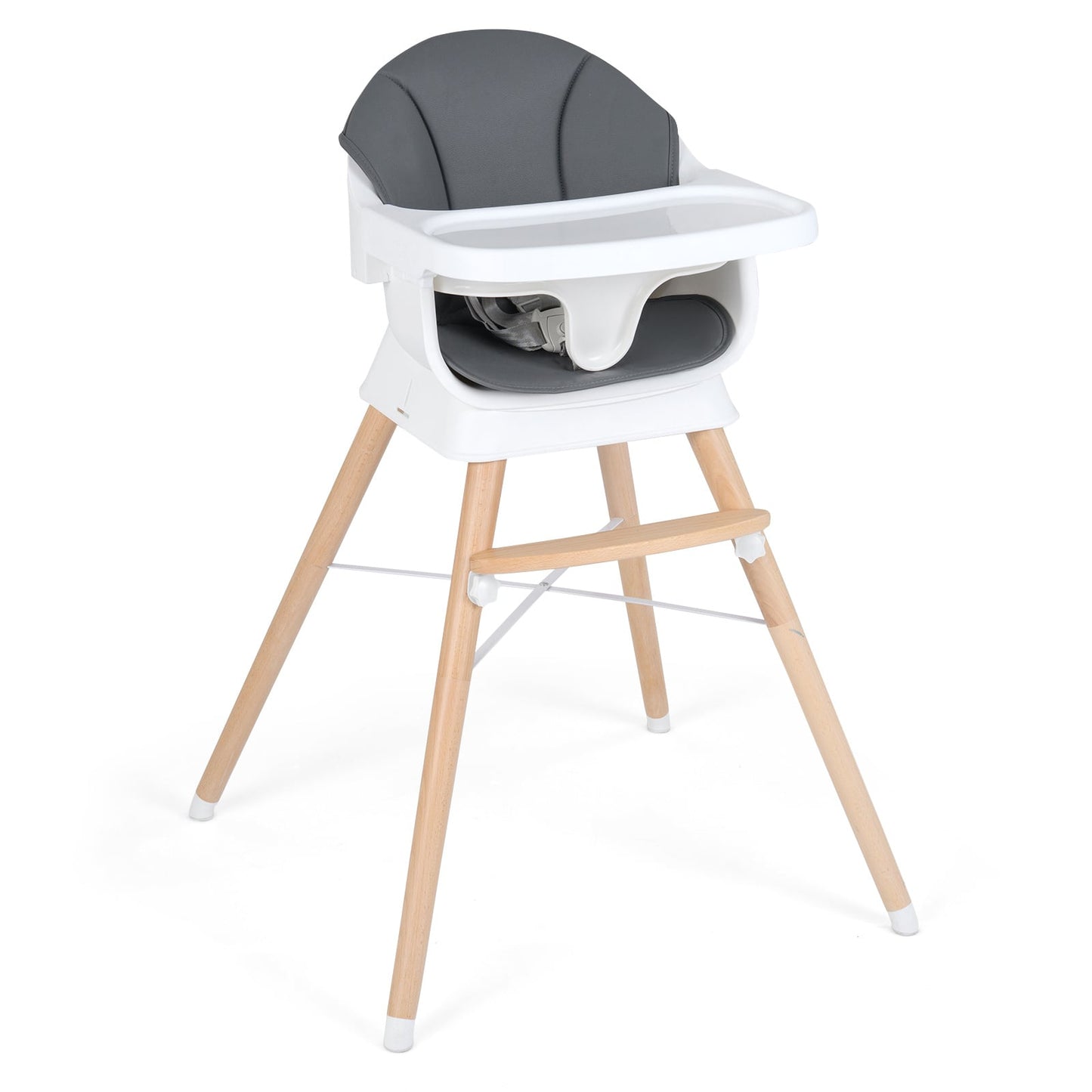 Convertible High Chair for Babies and Toddlers with Adjustable Tray-Grey