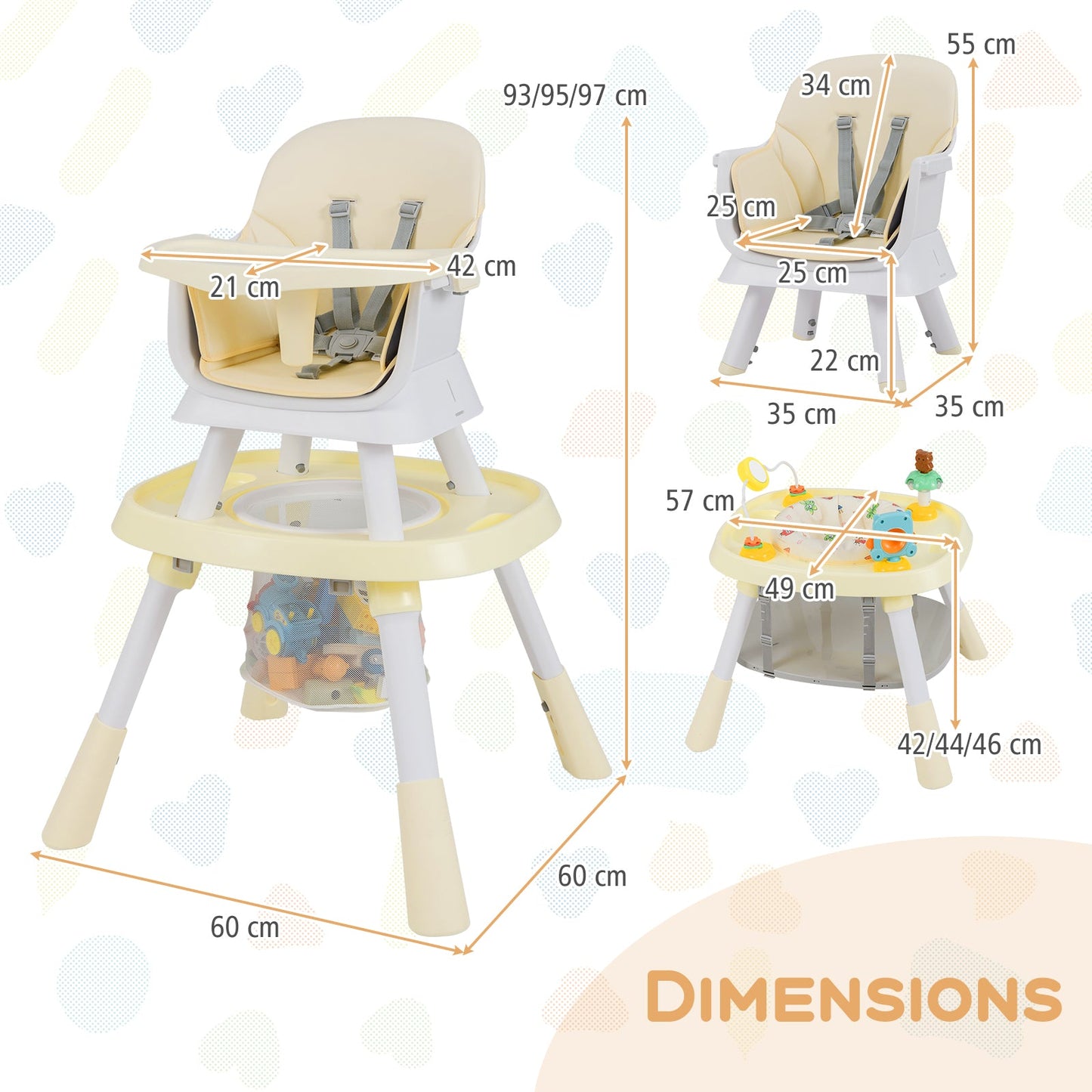 16-in-1 Convertible Baby High Chair with Removable Tray and 5-Point Harness-Beige