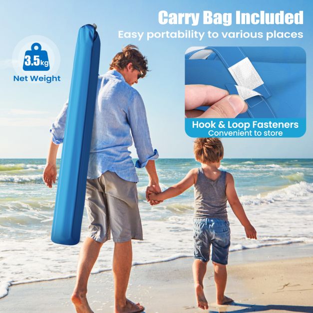 2-In-1 Convertible Beach Tent with Roll-Up Windows for 2-4 People-Blue