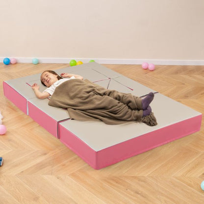 4-in-1 Convertible Foam Couch Play Set with Skin-friendly PU Leather Cover and Zippers-Pink