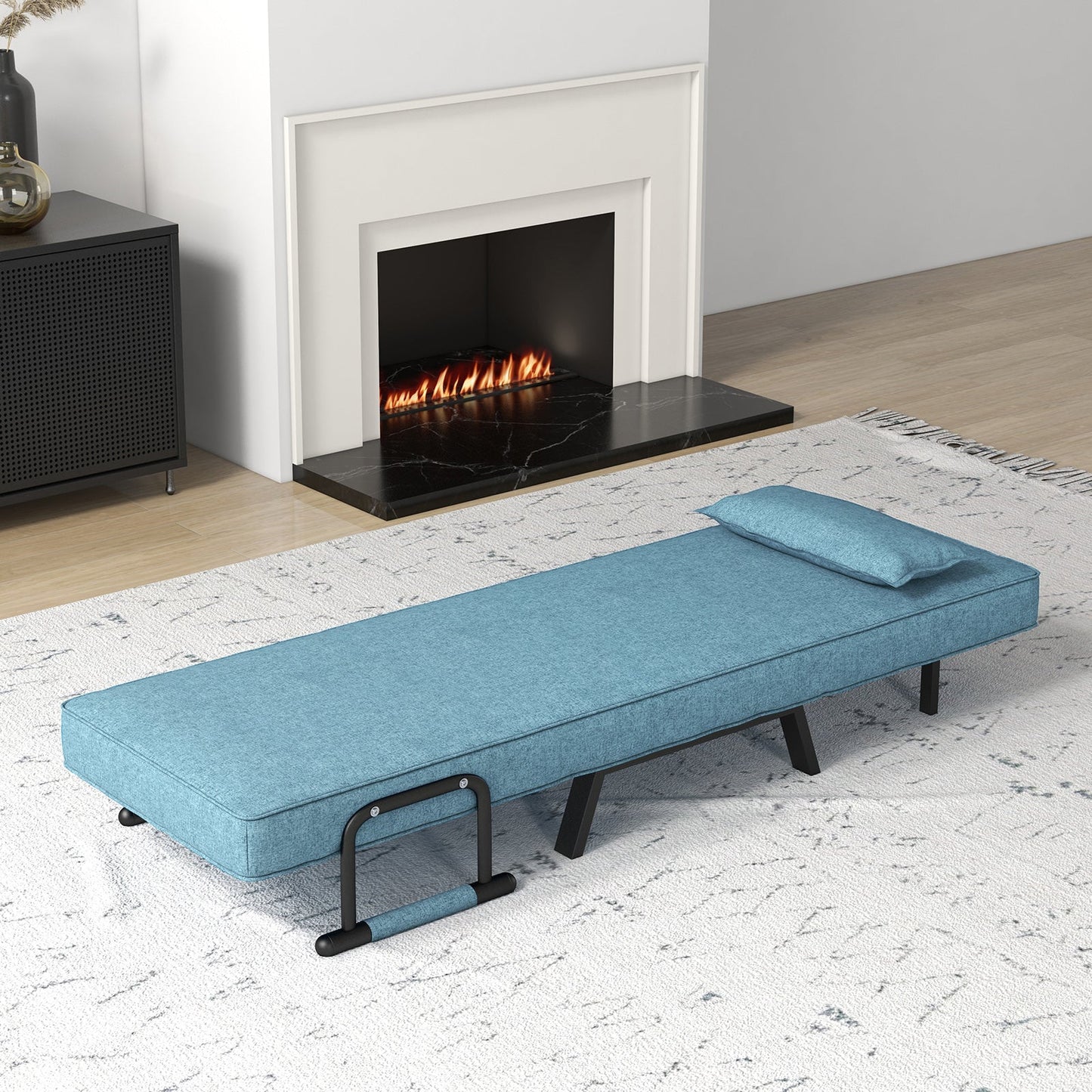Convertible Sofa Bed 4-in-1 with 6-Position Adjustable Backrest-Lake Blue