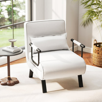 Convertible Sofa Bed 4-in-1 with 6-Position Adjustable Backrest-Beige